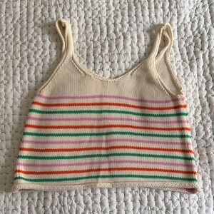 Zara 100% cotton striped sweater tank knot top